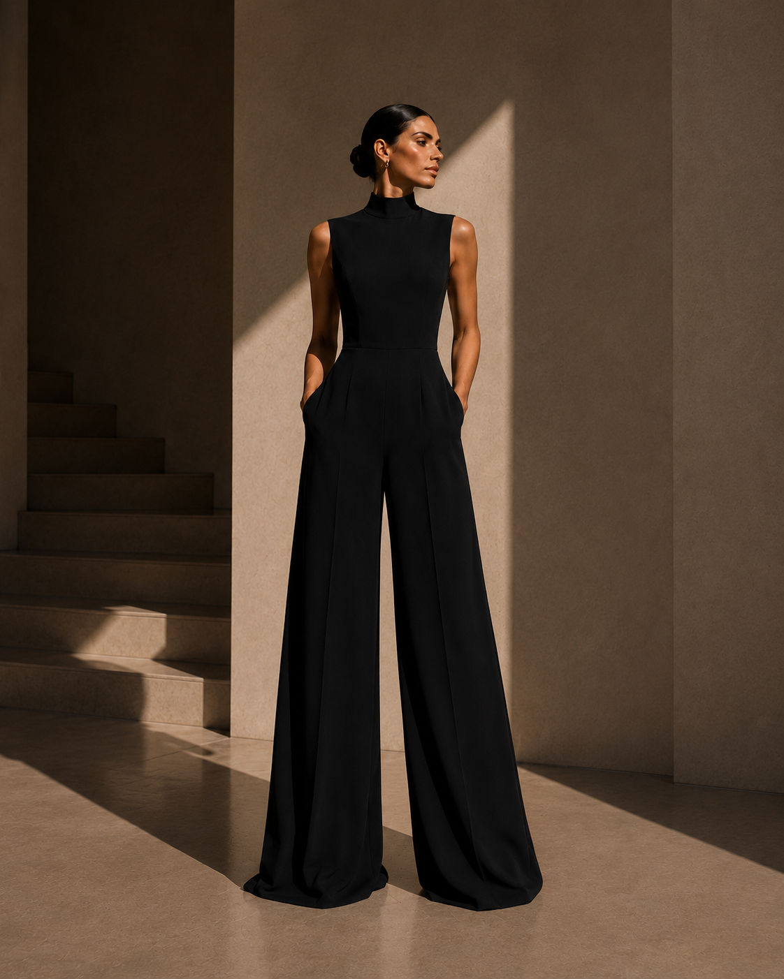 Look 01 — Black jumpsuit